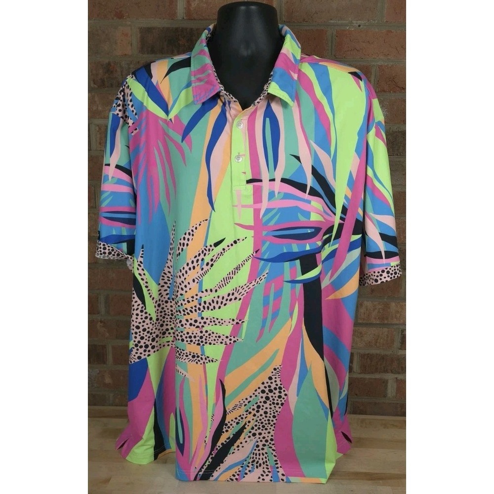 Sunday Swagger Lolla Polo Shirt 4XL Mens Neon Tropical Coral Reef Beach Golf